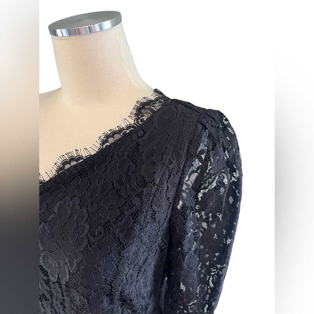 MADISON MARCUS Black Lace One-Shoulder Dress SZ M - Picture 3 of 10